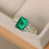 Natural Green Emerald 925 Sterling Silver Ring, Gift for Her, Gemstone Ring, Birthstone Rings for Women, Gift For Her