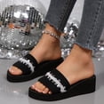 thumbnail image 3 of Rokment Womens Bling Sequin Lace Platform Wedge Slippers for Indoor and Outdoor Comfortable Arch Support Walking Slip on Sandals Lightweight Dress Slides Beach Summer Silver Size 7, 3 of 7