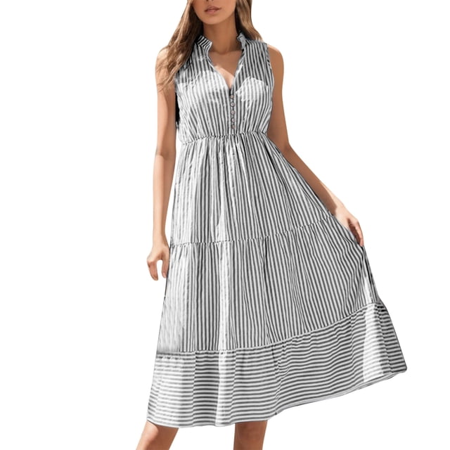 B91xZ Robe d'Invité de Mariage Robes d'Été Décontractées Col Carré Ourlet à Volants Robe Babydoll Courte, Gris S