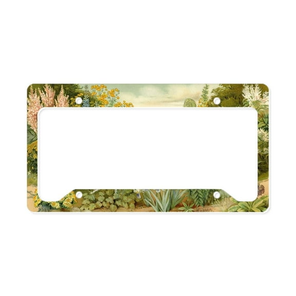 CafePress - Vintage Flowers Decorative License Plate Holder - Aluminum License Plate Frame, License Tag Holder