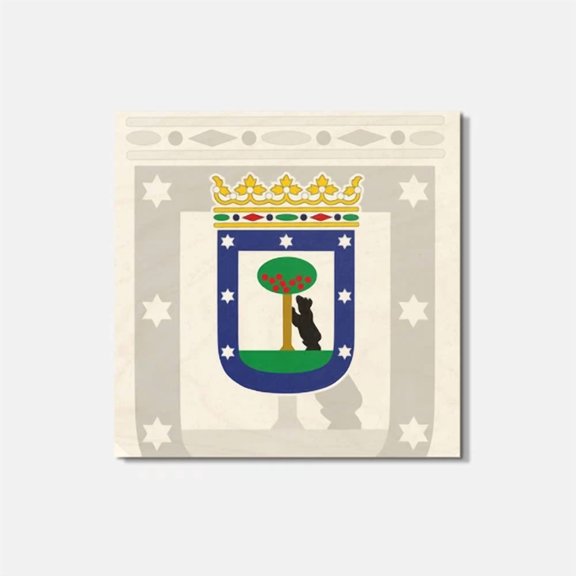 Madrid City Coat Of Arms Spain 4'' X 4'' Square Wooden Coaster
