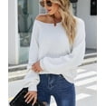 thumbnail image 3 of Fuzzy Texture Raglan Sweater White Large, 3 of 4