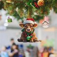 thumbnail image 5 of witspace Highland Cow Ornament for Christmas Tree, 2-Side Printed Flat Wooden Ornament, Farmhouse Christmas Decor, Farm Animal Gifts for Christmas Women, 5 of 8