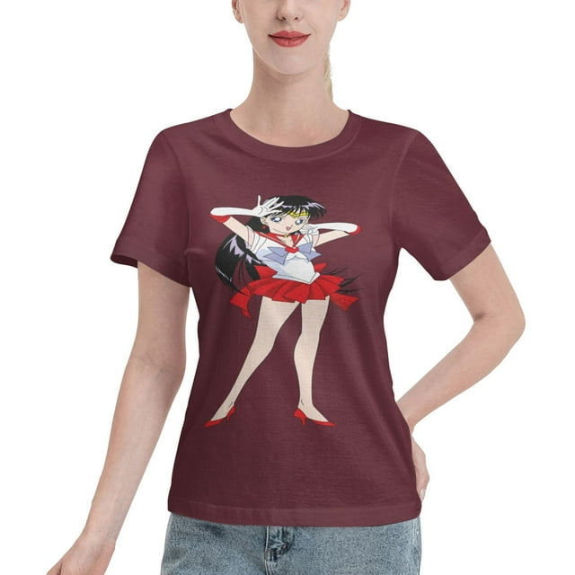 T-Shirt Basique à Manches Courtes pour Femmes Sailor Moon Rei Hono