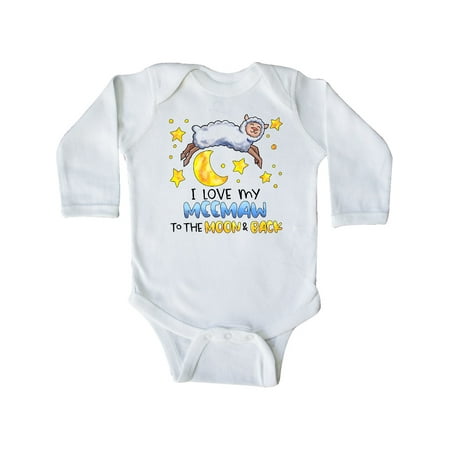

Inktastic I Love my Meemaw to the Moon and Back Cute Sheep Gift Baby Boy or Baby Girl Long Sleeve Bodysuit