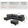 thumbnail image 4 of Pon Living Furniture Inc Modern Bonded Leather Storage Ottoman L Shaped Sectional Sofa Set Black, 4 of 6