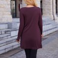 thumbnail image 4 of Women Exquisite Eye-catching Round Collar Button Tape Solid Color Long Sleeve Polyester Top(Wine,L), 4 of 4
