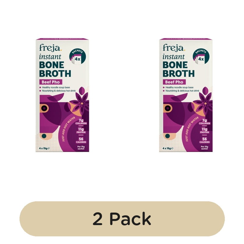 Freja Beef Pho Instant Bone Broth 4 x 15g, British Import (Pack of 2)