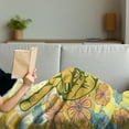 thumbnail image 3 of Groovy Soft Flannel Fleece Throw Blanket, Hand Gesturing Peace with Flowers and Sunbeams Funky Modern Art, Cozy Plush for Indoor and Outdoor Use, 70" x 90", Yellow Blue Pink, by Ambesonne, 3 of 5