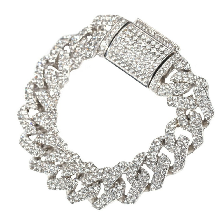 Eease Mens Rhinestone Chain Bracelet 18mm Hip Hop Adjustable Eease Mens Rhinestone Chain Bracelet 18mm Hip Hop Adjustable
