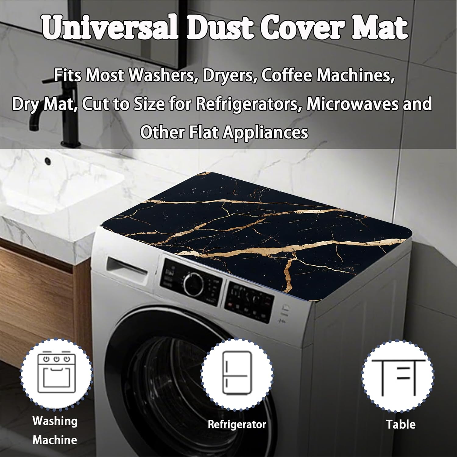 Washer Dryer Top Cover Mat, Non-Slip Laundry Room Decor, Laundry Room Kitchen Appliance Decor Protector, 23.6x19.7in