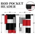 thumbnail image 4 of Red Kitchen Curtains 36 Inch Length Black Grey White Window Short Tier Curtains Over Sink Set of 2, Modern Abstract Geometric Art Small Kitchen Decor 26x36 Inch, 4 of 6