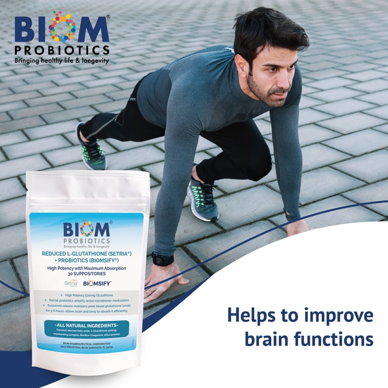reduced glutathione suppositories Biom Probiotics, L-Glutathione Suppositories for Adults, 500mg,  Antioxidant, Immune Support