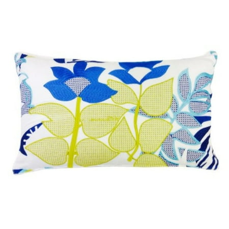 Trina Turk Trellis Turquoise Flower Embroidered Decorative Pillow