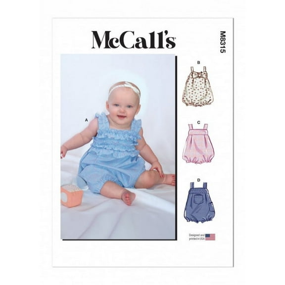 McCalls Sewing Pattern 8315 Baby NB-S-M-L-XL