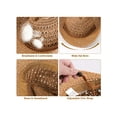 thumbnail image 6 of Spencer Straw Cowboy Hat Cowgirl Hat for Adult Men Women with Adjustable Chin Strap, Wide Brim Hats for Summer, Khaki, 6 of 8
