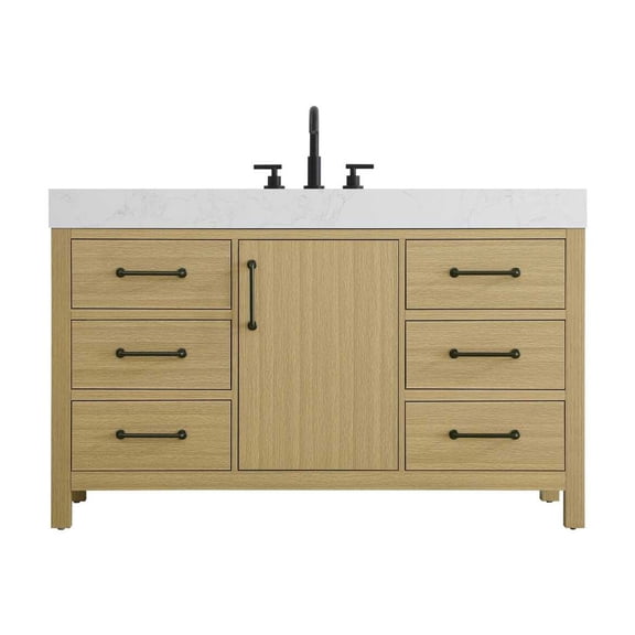 Elegant Kitchen and Bath 54 inch Single Bathroom Vanity In Honey Brown