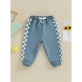 thumbnail image 2 of vera natura Toddler Baby Boy Sweatpants Checkerboard Patchwork Elastic Jogger Pants Casual Trousers, 2 of 8