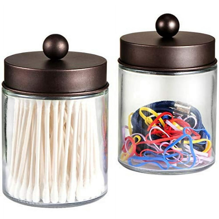 Easeen Mini glass Apothecary Jars, Bathroom Storage Organizer canisters for  cotton Swabs, cotton Balls, Makeup Sponges, Bath Salts, Hai