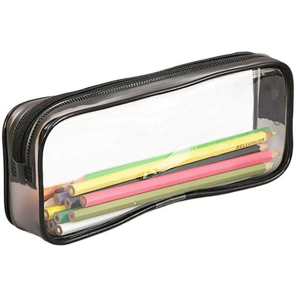 Fortioo Clear Pencil Case with Large Capacity, Transparent PVC, White