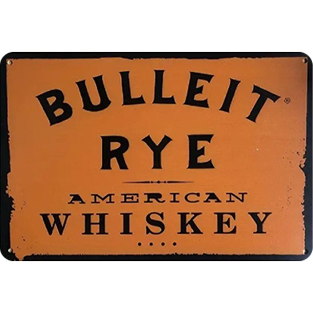 Letrero Chapa Metal Vintage Bulleit Whisky Barra Pintura Hierro Rectangular Arte 40x30cm