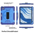 thumbnail image 2 of Decase Shockproof Case for iPad Air 11 Inch M3 2025/M2 2024 (Air 7th/6th Generation), Military Grade Protection Rotating Stand Hand Strap Shoulder Strap Kids Friendly Bumper Rugged Case,Blue, 2 of 9