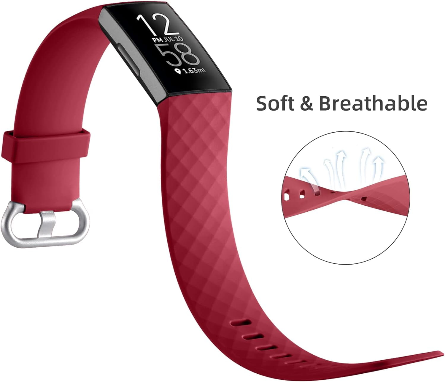Wepro Waterproof Bands Compatible with Fitbit Charge 4 / Charge 3 / Charge 3 SE for Women Men, 3-Pack, Small, Large/Slate Gray/Black/Wine Red