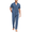 Blue, variant on Mens 100% Cotton Pajamas Set Short Sleeve Long Pants Pjs Set Button Down Sleepwear with Pockets(Navy Blue,M)