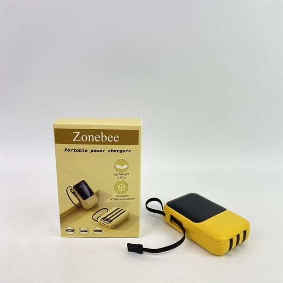 Zonebee Portable power chargers,Portable Charger with Built in Fast Charging Cables,20000mAh Power Bank PD 18W QC 3.0 Quick Charge USB C Battery Pack with Smart phones