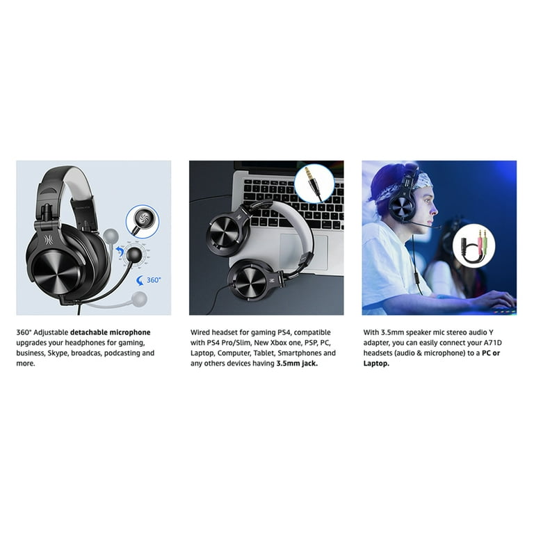 OneOdio Computer Gaming Wired Over Ear Headset with Detachable Microphone