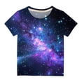 thumbnail image 7 of Galaxies Unisex T-Shirt Girls 3D Print Crew Neck Graphic Tees Short Sleeve Summer Starry Sky T Shirts Purple， 5 Years, 7 of 7