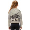 thumbnail image 2 of Xixirimido Beige Schnauzer Dog Daisy Pattern Kids Hoodies for Girls Half Zip Hoodie Sweatshirt 3D Graphic Long Sleeve Pullover Crop Tops with Pocket for Fall Winter Size 5-6 Years, 2 of 7