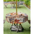 thumbnail image 4 of Fsddascl Fall Pumpkin Hedgehog Outdoor Tablecloth - 60 Inch Round Dining Table Cover, Thanksgiving Maple Leaf Rustic Waterproof Outdoor Table Cloth with Umbrella Hole & Zipper for Picnic/Patio/Party, 4 of 7