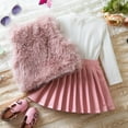 thumbnail image 5 of WOYY Toddler Girls Fashion Outfits Vest Long Sleeve T-Shirt Leather Pleated Skirt 3 Piece Set, Sizes 3-4T, 5 of 8