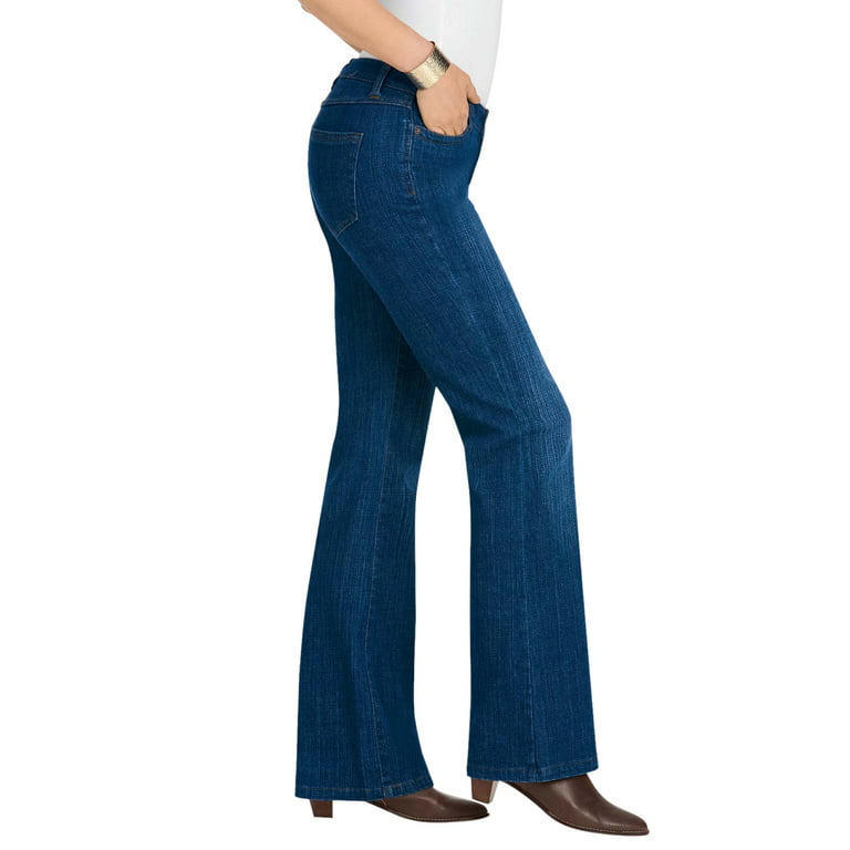 Roamans Women's Plus Size Tall Bootcut Jean With Invisible Stretch