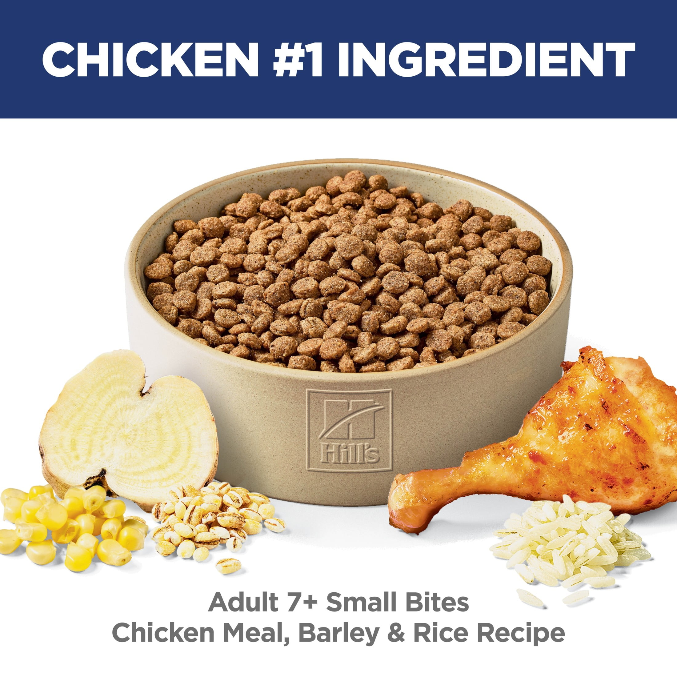 Hill's Science Diet Small Bites Chicken, Barley & Rice Dry Dog Food for 7+ Senior Dogs, 33lb Bag