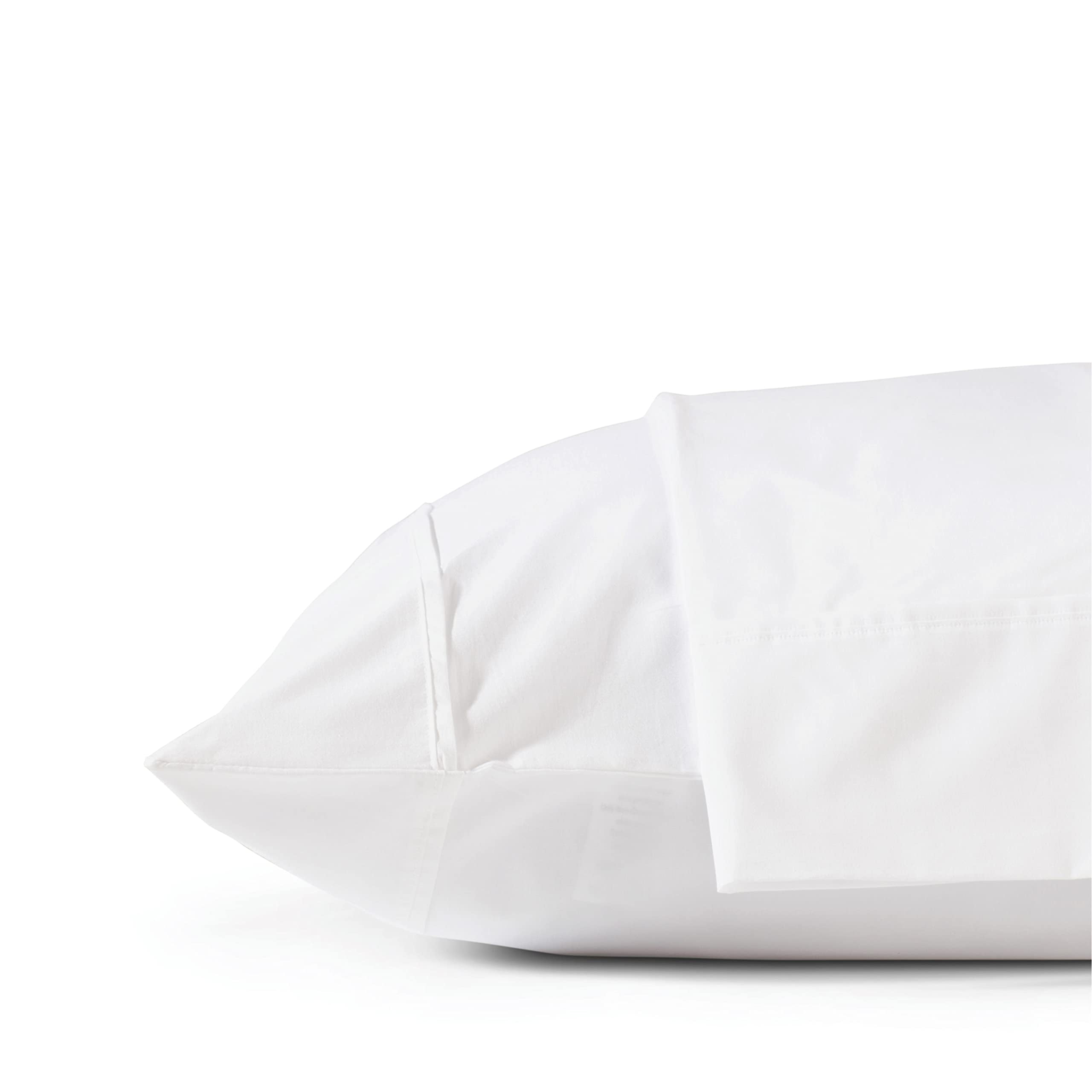 100 Cotton Percale Pillowcases Queen Size, White, 2 Pieces of Pillow