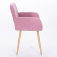thumbnail image 5 of Teddy Fabric Upholstered Side Dining Chair with Metal Legs, Modern Accent Chairs with Backrest and Armrest, Leisure Chair Makeup Chair for Bedroom Dining Room, Pink, 5 of 9