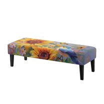 Whosucclay Bird Butterfly Sunflower Daisy Print Rectangle Bench Covers, Removable Dining Bench Slipcover Universal Bench Seat Cushion Covers Dust Proof Bench Protectors for Dining Room, Living Room