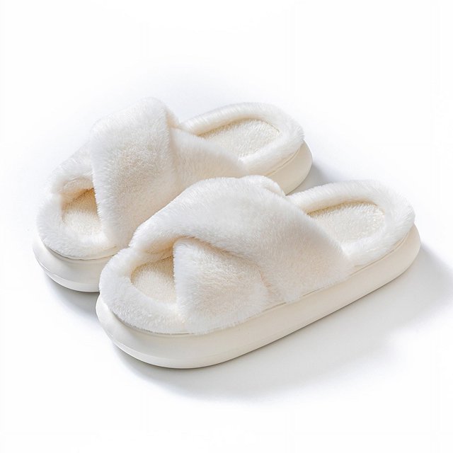 2022 Nuevas zapatillas de mujer, zapatillas de piel de otoño e invierno, zapatillas de interior para el hogar, zapatillas de algodón de color sólido con fondo suave para el hogar