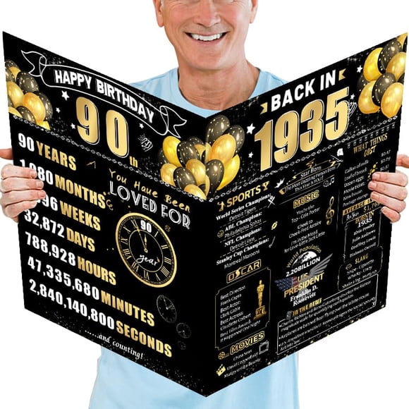 Tarjeta Jumbo de Cumpleaños 90 años FOBELEC con Sobre Negro y Dorado