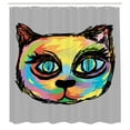 thumbnail image 3 of Ambesonne Cat Shower Curtain, Sketch Art Dark Big Eyes, 69"Wx70"L, Multicolor, 3 of 5