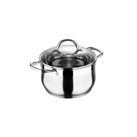 Gourmet by Bergner - 5 Qt Stainless Steel Dutch Oven with Vented Glass Lid  5 Quarts  Polished