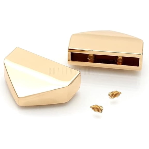 CRAFTME STUDIO 1 Inch Belt Tip with Screw Zipper Tip Webbing Strap End Caps for DIY Sewing and Craft, 4 Pack (Gold) SC05