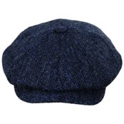 Harris Tweed Skye Wool Newsboy Cap - M - Blue/Black