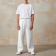 thumbnail image 4 of WhouRiu Boys Casual Jogger Pants Solid Color Drawstring Waist Baggy Wide Leg Sweatpants Kids Comfortable Cute Trousers With Pockets,4-5 Years, 4 of 4