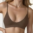 thumbnail image 2 of FUNUONY Women's Push Up Wireless Comfortable Padded Plunge No Underwire Everyday Bra Women's Bralette V Neck Wireless No Padded Bra Comfortable Everyday Bras Coffee L, 2 of 5