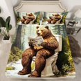 thumbnail image 2 of jejeloiu Abstract Cartoon Bear Queen Sheet Sets,Green Brown Bed Set For Kids 4pcs, 2 of 7