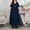 Blue, variant on ITSAME Womens Plus Size Prom Dress, Short Sleeve Lace V Neck Elegant Wedding Guest Dress Black 2XL