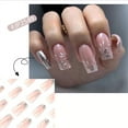 thumbnail image 6 of Fofosbeauty 24pcs Press on False Nails Tips, Coffin Fake Acrylic Nails, Glitter Pink Maple Leaves Silver, 6 of 10
